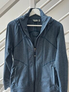 Athleta Rishi Full Zip Hoodie Jacket Blue Herringbone Size S
